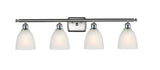 516-4W-SN-G381 4-Light 36" Brushed Satin Nickel Bath Vanity Light - White Castile Glass - LED Bulb - Dimmensions: 36 x 8 x 11 - Glass Up or Down: Yes