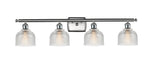 516-4W-SN-G412 4-Light 36" Brushed Satin Nickel Bath Vanity Light - Clear Dayton Glass - LED Bulb - Dimmensions: 36 x 7.5 x 10.5 - Glass Up or Down: Yes