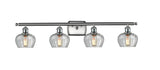 516-4W-SN-G92 4-Light 36" Brushed Satin Nickel Bath Vanity Light - Clear Fenton Glass - LED Bulb - Dimmensions: 36 x 8 x 11 - Glass Up or Down: Yes