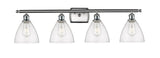 516-4W-SN-GBD-754 4-Light 38" Brushed Satin Nickel Bath Vanity Light - Seedy Ballston Dome Glass - LED Bulb - Dimmensions: 38 x 8.125 x 11.25 - Glass Up or Down: Yes