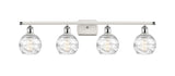 516-4W-WPC-G1213-6 4-Light 36" White and Polished Chrome Bath Vanity Light - Clear Athens Deco Swirl 8" Glass - LED Bulb - Dimmensions: 36 x 7 x 9 - Glass Up or Down: Yes