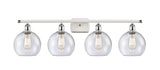 516-4W-WPC-G124-8 4-Light 36" White and Polished Chrome Bath Vanity Light - Seedy Athens Glass - LED Bulb - Dimmensions: 36 x 8 x 11 - Glass Up or Down: Yes