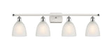 516-4W-WPC-G381 4-Light 36" White and Polished Chrome Bath Vanity Light - White Castile Glass - LED Bulb - Dimmensions: 36 x 8 x 11 - Glass Up or Down: Yes