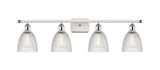 516-4W-WPC-G382 4-Light 36" White and Polished Chrome Bath Vanity Light - Clear Castile Glass - LED Bulb - Dimmensions: 36 x 8 x 11 - Glass Up or Down: Yes