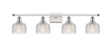 516-4W-WPC-G412 4-Light 36" White and Polished Chrome Bath Vanity Light - Clear Dayton Glass - LED Bulb - Dimmensions: 36 x 7.5 x 10.5 - Glass Up or Down: Yes