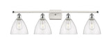 516-4W-WPC-GBD-754 4-Light 38" White and Polished Chrome Bath Vanity Light - Seedy Ballston Dome Glass - LED Bulb - Dimmensions: 38 x 8.125 x 11.25 - Glass Up or Down: Yes
