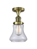 1-Light 6.25" Antique Brass Semi-Flush Mount - Clear Bellmont Glass LED