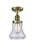1-Light 6.25" Antique Brass Semi-Flush Mount - Seedy Bellmont Glass LED