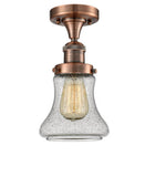 517-1CH-AC-G194 1-Light 6.25" Antique Copper Semi-Flush Mount - Seedy Bellmont Glass - LED Bulb - Dimmensions: 6.25 x 6.25 x 11.5 - Sloped Ceiling Compatible: No