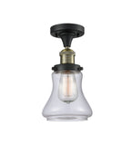 517-1CH-BAB-G192 1-Light 6.25" Black Antique Brass Semi-Flush Mount - Clear Bellmont Glass - LED Bulb - Dimmensions: 6.25 x 6.25 x 11.5 - Sloped Ceiling Compatible: No