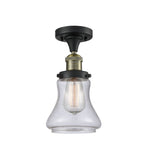 517-1CH-BAB-G194 1-Light 6.25" Black Antique Brass Semi-Flush Mount - Seedy Bellmont Glass - LED Bulb - Dimmensions: 6.25 x 6.25 x 11.5 - Sloped Ceiling Compatible: No
