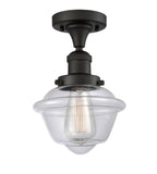 517-1CH-OB-G532 1-Light 7.5" Oil Rubbed Bronze Semi-Flush Mount - Clear Small Oxford Glass - LED Bulb - Dimmensions: 7.5 x 7.5 x 11 - Sloped Ceiling Compatible: No