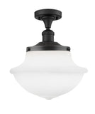517-1CH-OB-G541 1-Light 11.75" Oil Rubbed Bronze Semi-Flush Mount - Matte White Cased Large Oxford Glass - LED Bulb - Dimmensions: 11.75 x 11.75 x 13.5 - Sloped Ceiling Compatible: No