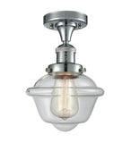 517-1CH-PC-G532 1-Light 7.5" Polished Chrome Semi-Flush Mount - Clear Small Oxford Glass - LED Bulb - Dimmensions: 7.5 x 7.5 x 11 - Sloped Ceiling Compatible: No