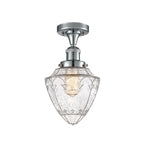 517-1CH-PC-G664-7 1-Light 7" Polished Chrome Semi-Flush Mount - Seedy Small Bullet Glass - LED Bulb - Dimmensions: 7 x 7 x 11 - Sloped Ceiling Compatible: No