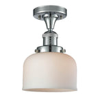 517-1CH-PC-G71 1-Light 8" Polished Chrome Semi-Flush Mount - Matte White Cased Large Bell Glass - LED Bulb - Dimmensions: 8 x 8 x 11.5 - Sloped Ceiling Compatible: No