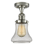 517-1CH-PN-G194 1-Light 6.25" Polished Nickel Semi-Flush Mount - Seedy Bellmont Glass - LED Bulb - Dimmensions: 6.25 x 6.25 x 11.5 - Sloped Ceiling Compatible: No