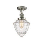 517-1CH-PN-G664-7 1-Light 7" Polished Nickel Semi-Flush Mount - Seedy Small Bullet Glass - LED Bulb - Dimmensions: 7 x 7 x 11 - Sloped Ceiling Compatible: No
