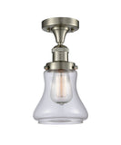 517-1CH-SN-G192 1-Light 6.25" Brushed Satin Nickel Semi-Flush Mount - Clear Bellmont Glass - LED Bulb - Dimmensions: 6.25 x 6.25 x 11.5 - Sloped Ceiling Compatible: No
