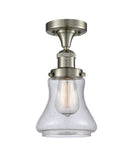 517-1CH-SN-G194 1-Light 6.25" Brushed Satin Nickel Semi-Flush Mount - Seedy Bellmont Glass - LED Bulb - Dimmensions: 6.25 x 6.25 x 11.5 - Sloped Ceiling Compatible: No