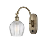 518-1W-AB-G462-6 1-Light 5.75" Antique Brass Sconce - Clear Norfolk Glass - LED Bulb - Dimmensions: 5.75 x 12.875 x 12.625 - Glass Up or Down: Yes