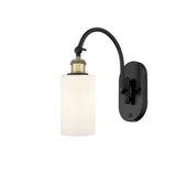 518-1W-BAB-G801 1-Light 5.3" Black Antique Brass Sconce - Matte White Clymer Glass - LED Bulb - Dimmensions: 5.3 x 11.9375 x 12.625 - Glass Up or Down: Yes