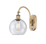 1-Light 8" Antique Brass Sconce - Seedy Athens Glass LED - w/Switch