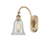 1-Light 6.25" Antique Brass Sconce - Mouchette Hanover Glass LED - w/Switch