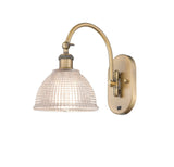 1-Light 8" Antique Brass Sconce - Clear Arietta Glass LED - w/Switch