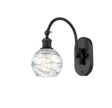 518-1W-BK-G1213-6 1-Light 6" Matte Black Sconce - Clear Athens Deco Swirl 8" Glass - LED Bulb - Dimmensions: 6 x 13 x 11.75 - Glass Up or Down: Yes