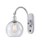 1-Light 8" Antique Brass Sconce - Seedy Athens Glass LED - w/Switch
