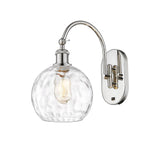 518-1W-PN-G1215-8 1-Light 8" Polished Nickel Sconce - Clear Athens Water Glass 8" Glass - LED Bulb - Dimmensions: 8 x 14 x 13.75 - Glass Up or Down: Yes