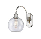 518-1W-PN-G124-8 1-Light 8" Polished Nickel Sconce - Seedy Athens Glass - LED Bulb - Dimmensions: 8 x 14 x 13.75 - Glass Up or Down: Yes