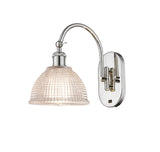 518-1W-PN-G422 1-Light 8" Polished Nickel Sconce - Clear Arietta Glass - LED Bulb - Dimmensions: 8 x 14 x 11.75 - Glass Up or Down: Yes