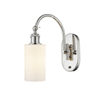 518-1W-PN-G801 1-Light 5.3" Polished Nickel Sconce - Matte White Clymer Glass - LED Bulb - Dimmensions: 5.3 x 11.9375 x 12.625 - Glass Up or Down: Yes