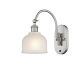 518-1W-SN-G411 1-Light 5.5" Brushed Satin Nickel Sconce - White Dayton Glass - LED Bulb - Dimmensions: 5.5 x 12.75 x 12.25 - Glass Up or Down: Yes