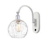 518-1W-WPC-G1215-8 1-Light 8" White and Polished Chrome Sconce - Clear Athens Water Glass 8" Glass - LED Bulb - Dimmensions: 8 x 14 x 13.75 - Glass Up or Down: Yes