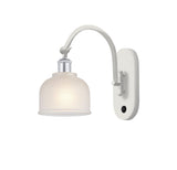 518-1W-WPC-G411 1-Light 5.5" White and Polished Chrome Sconce - White Dayton Glass - LED Bulb - Dimmensions: 5.5 x 12.75 x 12.25 - Glass Up or Down: Yes