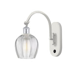 518-1W-WPC-G462-6 1-Light 5.75" White and Polished Chrome Sconce - Clear Norfolk Glass - LED Bulb - Dimmensions: 5.75 x 12.875 x 12.625 - Glass Up or Down: Yes