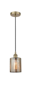 Cord Hung 5" Antique Brass Mini Pendant - Mercury Cobbleskill Glass LED