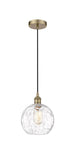 Cord Hung 8" Antique Brass Mini Pendant - Clear Athens Water Glass 8" Glass LED