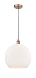1-Light 13.75" Athens Pendant - Globe-Orb Matte White Glass - Choice of Finish And Incandesent Or LED Bulbs