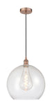 1-Light 13.75" Athens Pendant - Globe-Orb Seedy Glass - Choice of Finish And Incandesent Or LED Bulbs