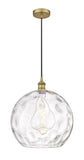 616-1P-BB-G1215-14 1-Light 13.75" Brushed Brass Pendant - Clear Athens Water Glass 14" Glass - LED Bulb - Dimmensions: 13.75 x 13.75 x 16.875<br>Minimum Height : 19.875<br>Maximum Height : 136.875 - Sloped Ceiling Compatible: Yes