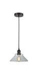616-1P-BK-G132 Cord Hung 8.375" Matte Black Mini Pendant - Clear Orwell Glass - LED Bulb - Dimmensions: 8.375 x 8.375 x 6.5<br>Minimum Height : 10.75<br>Maximum Height : 128.75 - Sloped Ceiling Compatible: Yes