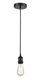 616-1P-BK Cord Hung 2.5" Matte Black Mini Pendant -  - LED Bulb - Dimmensions: 2.5 x 2.5 x 8.75<br>Minimum Height : 11.75<br>Maximum Height : 128.75 - Sloped Ceiling Compatible: Yes