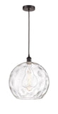 616-1P-OB-G1215-14 1-Light 13.75" Oil Rubbed Bronze Pendant - Clear Athens Water Glass 14" Glass - LED Bulb - Dimmensions: 13.75 x 13.75 x 16.875<br>Minimum Height : 19.875<br>Maximum Height : 136.875 - Sloped Ceiling Compatible: Yes