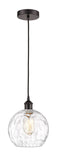 616-1P-OB-G1215-8 Cord Hung 8" Oil Rubbed Bronze Mini Pendant - Clear Athens Water Glass 8" Glass - LED Bulb - Dimmensions: 8 x 8 x 10<br>Minimum Height : 13.75<br>Maximum Height : 131.75 - Sloped Ceiling Compatible: Yes