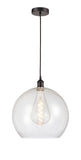 616-1P-OB-G124-14 1-Light 13.75" Oil Rubbed Bronze Pendant - Seedy Large Athens Glass - LED Bulb - Dimmensions: 13.75 x 13.75 x 18.375<br>Minimum Height : 21.375<br>Maximum Height : 138.375 - Sloped Ceiling Compatible: Yes