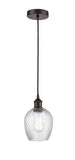 616-1P-OB-G292 Cord Hung 5" Oil Rubbed Bronze Mini Pendant - Clear Spiral Fluted Salina Glass - LED Bulb - Dimmensions: 5 x 5 x 10<br>Minimum Height : 12.75<br>Maximum Height : 130.75 - Sloped Ceiling Compatible: Yes
